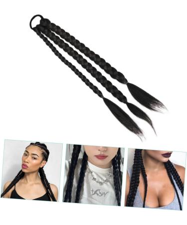 MAGICLULU to weave decorate Hair piece three shares synthetic braided ponytail extension elastic hair bands ponytail hairpiece band girl braided wigs wig High temperature wire 45X6CM Black - Buy Online on GoSupps.com