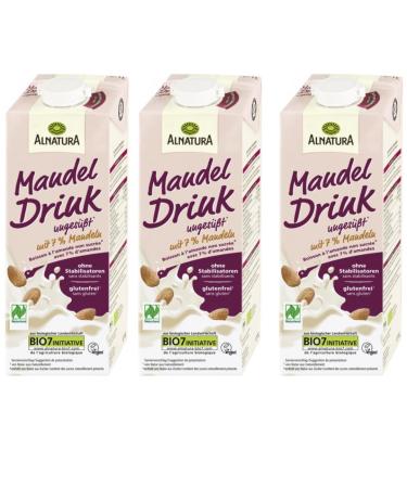 Alnatura Naturland Almond Drink unsweetened 1L 1000 milliliters x 3 pieces