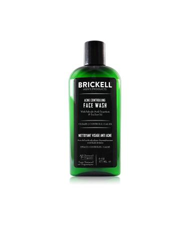 Brickell Men's Acne Face Wash for Men, Natural and Organic Men's Acne Face Wash to Cleanse Skin and Eliminate Acne, Clears Breakouts, 2% Salicylic Acid, 6 Ounces