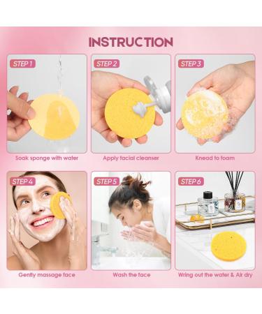 AIDEA 96 Count Compressed Facial Sponges - Eco-Friendly Makeup & Cleansing Sponges for Exfoliating Face Washing & Makeup Removal - Travel Essentials in Yellow - Buy Online on GoSupps.com
