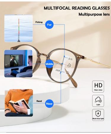 Koosufa Women's Progressive Multifocus Anti-Blue Light Reading Glasses - Stylish Metal Frame for Computer & Workplace Use - Buy Online on GoSupps.com