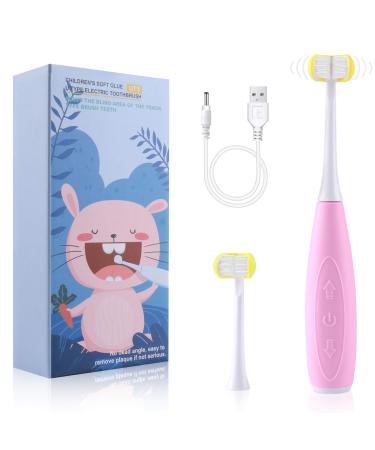Cellena Kids Auto Toothbrush, U31 Sonic Electric Toothbrushes, Food Grade Silicone Soft Bristles, 2 Brush Heads (Pink-Regular)
