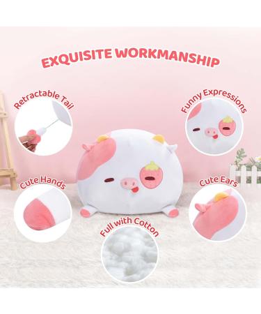 Mewaii 16'' Soft Strawberry Cow Plush Pillow | Squishy Stuffed Animal Toy for Adults & Kids - Fluffy Cuddle Pillow 16in/40cm - Buy Online on GoSupps.com