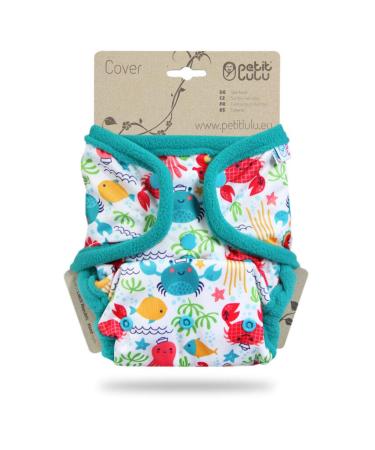 Petit lulu size 2 powy overpants (5-16 kg) |Pint buttons |One size diapers |Baby diaper pants |Washable & waterproof |Fleet diapers |Made in EU (lagoon)
