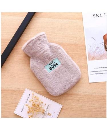 Heat bottle with cover heat bottle Children fluffy hot water bottle ko Small rubber heat bottle 0.5 liters with soft cover mini hot water bottle for children and adults (gray)