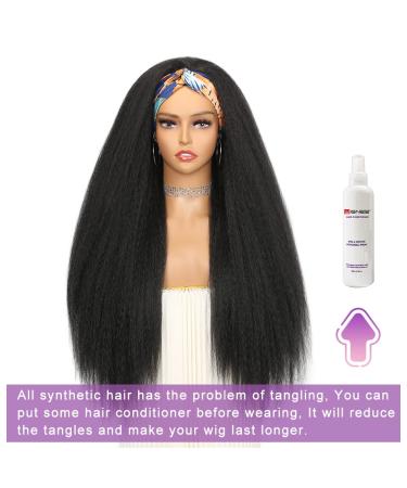 WIGNEE 26 Inch Kinky Straight Headband Wig for Women - Yaki Straight Afro Wig with Black Headband - 1B 26 Inch - Pack of 1 - Buy Online on GoSupps.com