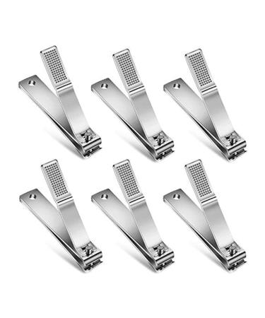 Kecung Toenail Clippers Straight Edge Toenail Clippers Stainless Steel Nail Clippers for Men Women Thick Nails 6PCS Silver
