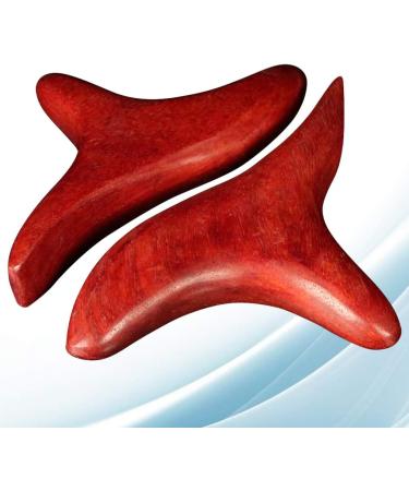 2-Piece Dark Red Wood Massage Stick & Gua Sha Tool | Thai Facial & Body Massage Tools - International Shipping - Buy Online on GoSupps.com