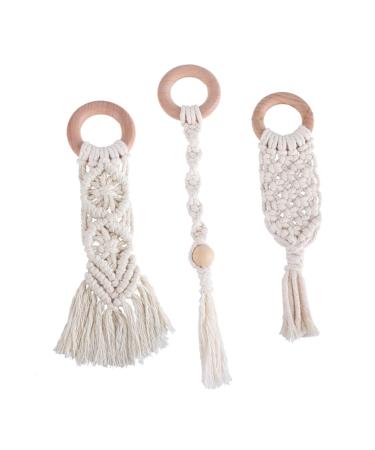 Vicasky 3 pcs bitter cotton cotton rope dental care for children bite sticks for babies toys for toddlers practical bite ring hand -woven bite ring handmade toothstock beech