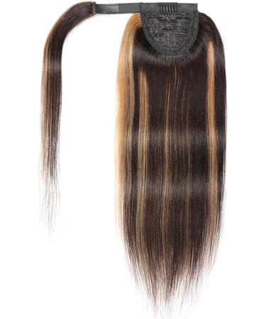 Luovce Ponytail Extension Human Hair Straight Wrap Around Ponytail Clip in Hair Extension 18 inches P4/27 Panio Colour 18 inch P4-27 Panio Colour - Buy Online on GoSupps.com
