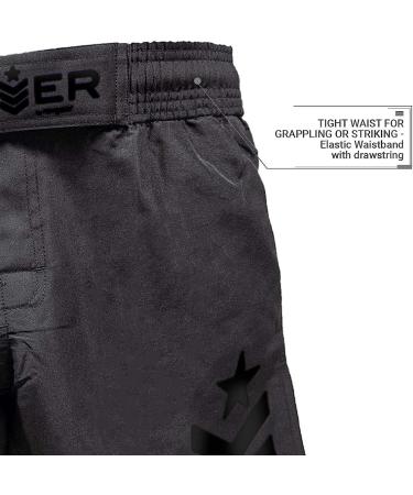 Revgear Kids Premier MMA Shorts | Youth Martial Arts | Durable & Comfortable | Side Slit for Kicking | Black/Black - Medium - Buy Online on GoSupps.com