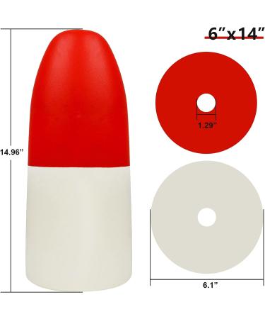 OROOTL Crab Trap Buoy Float 6x14 Inch - Pack of 2 | Fishing Marker Buoys for Kayak, Canoe, Boat, Crab Pots, Shrimp Trap - Red White Color - Buy Online on GoSupps.com