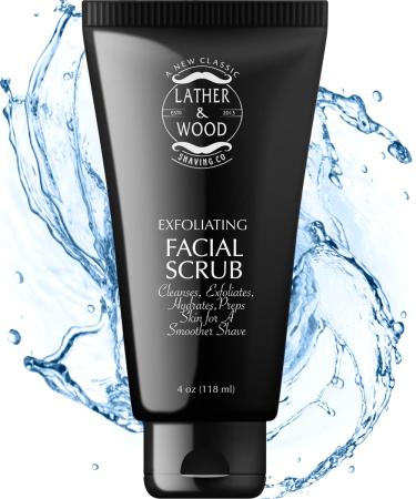 Best Face Wash for Men - Lather & Wood's Face Scrub - Luxurious Exfoliating Mens Face Wash for the Man's Man. 4oz Facial Cleanser for Men. 4 Fl Oz (Pack of 1)