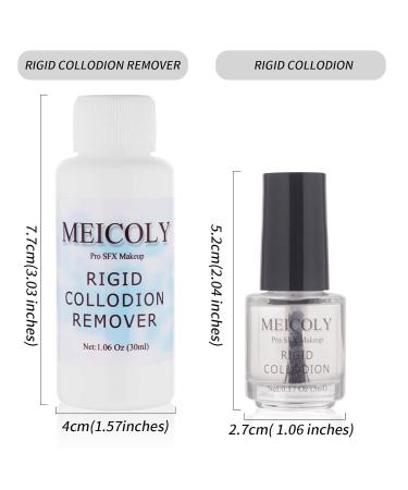 MEICOLY Rigid Collodion & Remover Kit - Professional Scar Makeup for Halloween SFX Cosplay & Theater Performance | Liquid Scar Solution with Brush - Buy Online on GoSupps.com