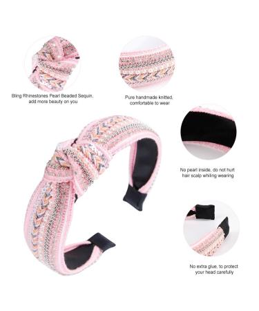 TOBATOBA 3 Pack Rhinestone Pearl Beaded Knotted Headbands for Women - Boho Style Wide Turban Headbands with Crystal Detailing - Non-Slip Diamond Beaded Hair Bands - Buy Online on GoSupps.com