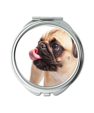 Mirror Travel Mirror Pug Dog Pet Animal Cute Tongue Pocket Mirror portable mirror