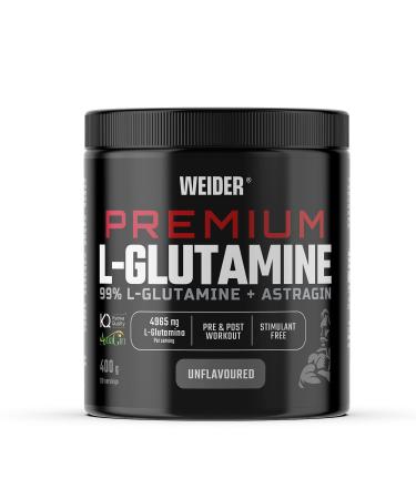 Weider Premium L-Glutamine (400 g) Neutral Taste, 99% L-Glutamine Kyowa Quality + AstraGin® for better absorption, muscle protection, volumizing effect, pre & post training, stimulant free