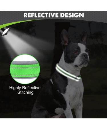 Joytale Neoprene Dog Collar for Medium Dogs - Softly Padded Reflective Green - Durable Nylon Ideal for Safe Walks (1 Pack) - Buy Online on GoSupps.com