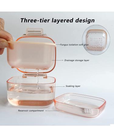 Denture Bath Box with Three-Layer Separation - Retainer Case & Mouth Guards Holder - Blue - 3.15 x 2.08 x 3.35in - Buy Online on GoSupps.com