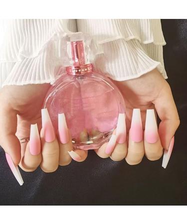 Dajidafu 1 Set Press on Nails Coffin Gradient Pink Extension Frosted Matte Wraps Ballerina Salon DIY Gifts Manicure Kit Type 1 - Buy Online on GoSupps.com