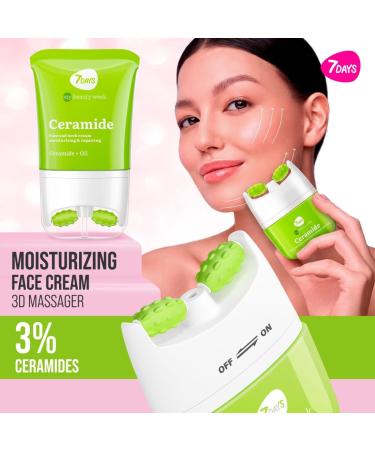  7Days 7Days Moisturizing and Anti-Ageing Face Cream with Ceramide - with Roller Massager Korean Skincare 80 ml - Buy Online on GoSupps.com