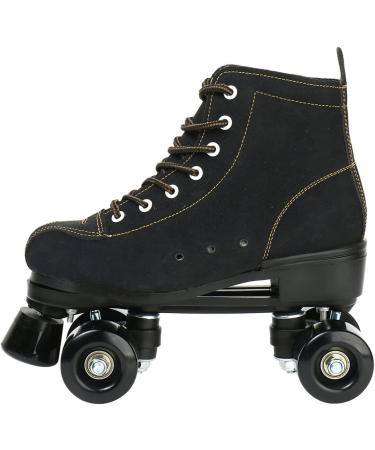 Women's High Top Suede Roller Skates | Light-Up Wheels | Double Row | Black 37 | Includes Shoe Bag - Buy Online on GoSupps.com