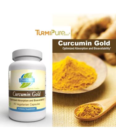 Priority One Vitamins Curcumin Gold 45 Vegetarian Capsules TurmiPure Gold is The World s First bioequivalent Turmeric Extract* - Buy Online on GoSupps.com