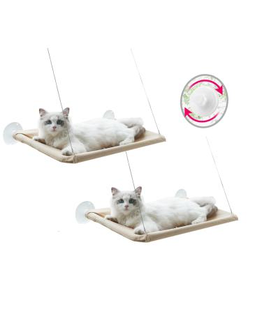 2 Pack Premium Cat Window Ledge Perch with Updated Twist Lock Suction Cups - 2 Sets Space Saving Cat Bed
