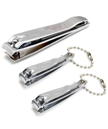 Luxxii (3 Pack) Sharp Sturdy Nail Clippers Set with Nail File Toenail & Fingernail Clippers Nail Cutter Clipper Gift Set for Men and Women (A)