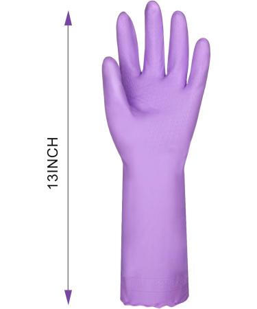 Latex-Free Reusable Kitchen Cleaning Gloves with Cotton Lining - Non-Slip Swirl Grip for Dishwashing (2 Pairs, Purple & Blue, Large) - Buy Online on GoSupps.com