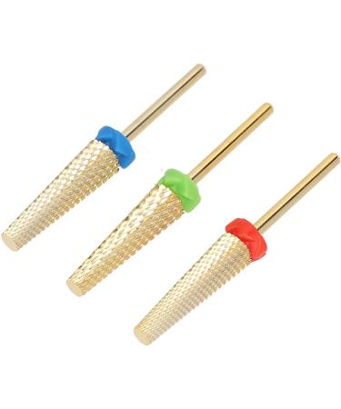 Nail Drill Bits 3 Pieces Gold Tungsten Steel Manicure Drill Bits for Nail Salon - Buy Online on GoSupps.com