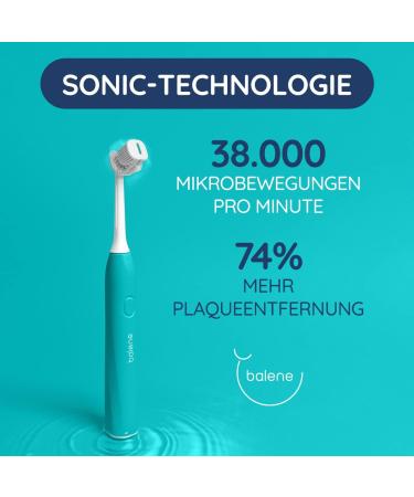 Balene Double-Sided Electric Toothbrush - Duotech Sound Tech Antibacterial Filaments Medium Hardness Brush Head in Aquamarine | International Shipping - Buy Online on GoSupps.com