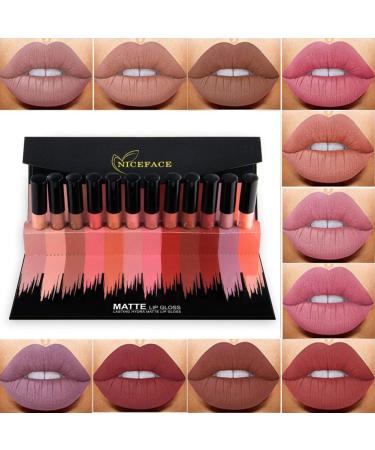 Allbesta 12 Colors Velvet Nude Lipgloss Liquid Lipstick Matte Set Waterproof Long Lasting Smooth 12 Pcs Kit Makeup 3#