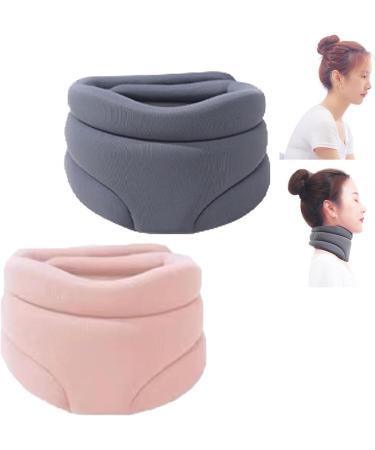 Soft Foam Neck Brace Universal Cervical Collar Neck Brace for Neck Pain Relief Adjustable Neck Support Brace for Sleeping Wraps Keep Vertebrae Stable and Aligned yl-105023(Gray+Pink)