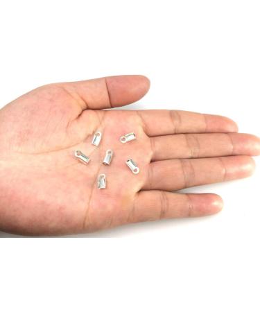100pcs Sterling Silver Plated Tube Fold Over Cord Ends 9mm - Stopper Connector Crimps Tips for Jewelry Making - Buy Online on GoSupps.com