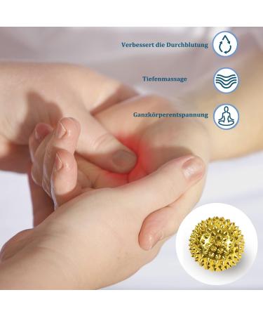 Magnetic Acupressure Balls & Hedgehog Massage Rings Set - Stress Relief & Relaxation | 2 Pcs Acupressure Balls & 3 Pcs Finger Massage Rings (Gold) | International Shipping - Buy Online on GoSupps.com