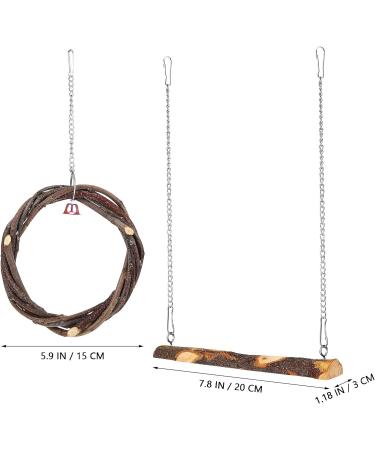 POPETPOP Bird Swing 2 Packs Parrot Swing Wooden Bird Swing Toy with Bell Hanging Swing Ring for Budgie Parakeet Cockatiel - Buy Online on GoSupps.com