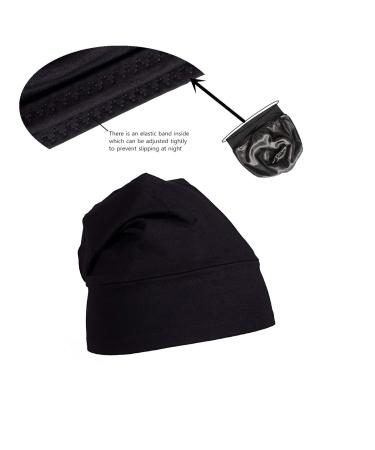 Satin Silk Lined Black Sleep Cap for Frizzy Hair Women - Prevent Frizz and Protect Hair Overnight - Buy Online on GoSupps.com
