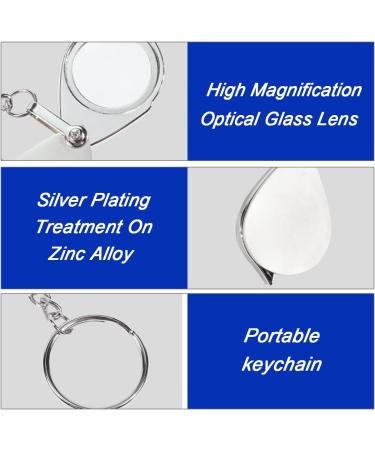 MANJIAMEI 2PCS Mini Keychain Pocket Magnifier 10X Portable Foldable Magnifying Glass for Reading Maps Labels Crafts Coins Metal Jewelry Travel Handy Mini Magnifier - Buy Online on GoSupps.com