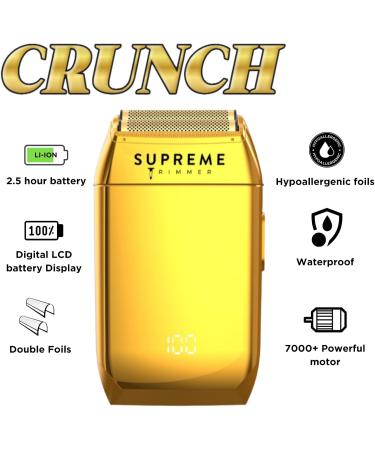 Supreme Trimmer Crunch Men's Foil Shaver STF602 - Waterproof Electric Razor for Short Hair & Stubble | 150-Minute Run Time | Ideal for Barber Use | Gold - Buy Online on GoSupps.com