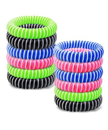 BuggyBands 12pcs Mosquito Bracelets, Resealable Wristbands for Kids & Adults, Natural Ingredients and Deet Free, Safe Indoor Outdoor Long Time Protection