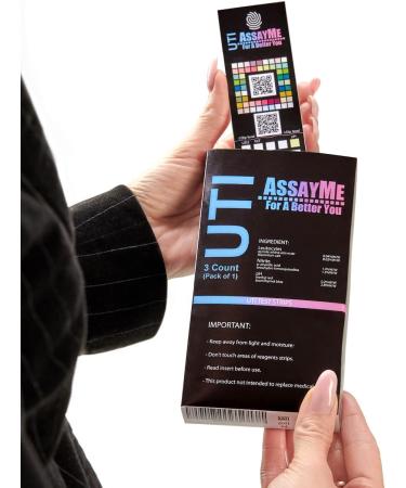 AssayMe UTI Urine Test Strips: Urinalysis Test for Infection - 3 Strips (LEU, NIT, pH) with Free App - Buy Online on GoSupps.com