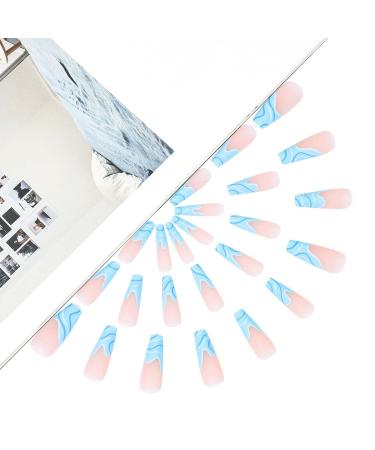 Brishow Long False Nails - Wave Press On Nails 24pcs for Women & Girls (Blue) - Trendy Artificial Nails for Easy Application & Stunning Look - Buy Online on GoSupps.com