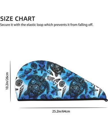 Super Absorbent Coral Velvet Microfiber Hair Towel Wrap for Women | Turtle Shell Algae Starfish Design | Quick Dry for Long Curly & Thick Hair - Buy Online on GoSupps.com