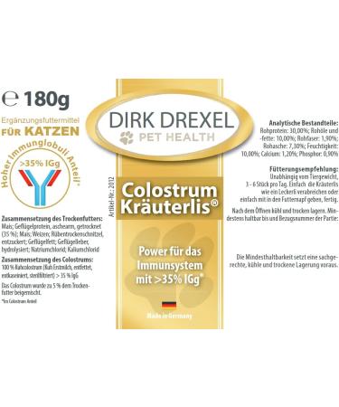 Dirk Drexel Colostrum Kr uterlis Cat Treats - Boost Immune System 180g | Premium Cat Snacks for Healthy Pets - Buy Online on GoSupps.com