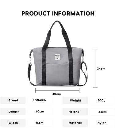 SONARIN Large Capacity Waterproof Baby Changing Bag - Stylish Satchel with Stroller Straps, Changing Mat & Travel Convenience in Grey - Buy Online on GoSupps.com