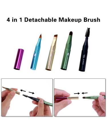 Simarro 4 in 1 Makeup Brush Set - Portable Travel Size Multicolor Makeup Brushes for Foundation Concealer Eyebrow and Eyeshadow - International Shipping Available - Buy Online on GoSupps.com