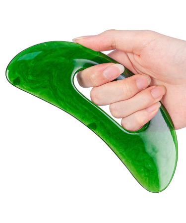 Gua Sha Massage device with handle (plastic) Larger Guasha scraping scraping tool for back neck face leg massage tool lymphatic drainage cellulite green 02-green