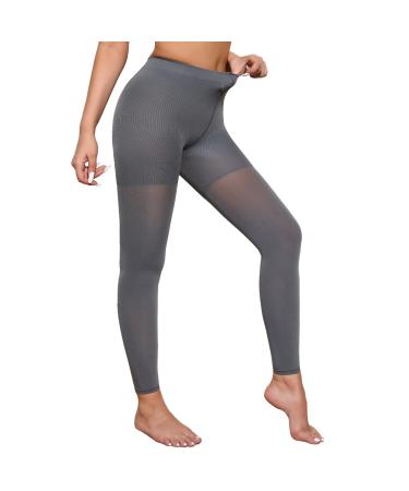 MEDXFASH Footless 8-15mmhg Medical Compression Pantyhose Tights Support Stocking GEREY M/L Medium-Large Grey