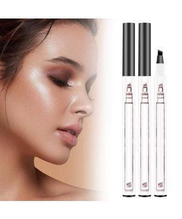 Eyebrow Contouring Pen Upgrade 3D Microblading Pen 2024 New Waterproof Microblading Eyebrow Pencil Contouring Pen with 4 Tip Eye Brow Pen (Black)